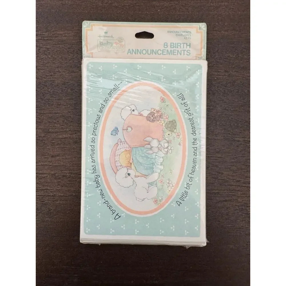 VTG Hallmark Precious Moments New Baby Birth Announcements Boy Or Girl Set Of 8